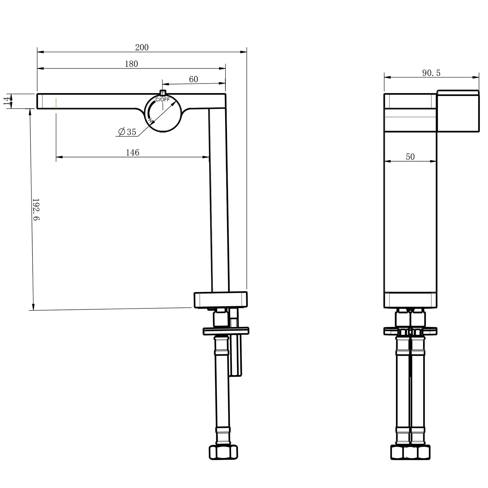 Design håndvaskarmatur Badeværelsesarmatur NT3220B